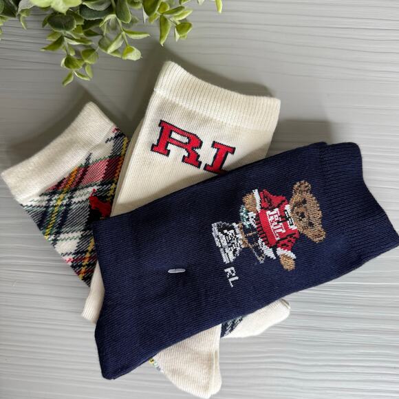 Polo Ralph Lauren Girl's Socks Polo Bear Set of 3 pairs 4-10 shoes 9-11 socks - Picture 2 of 7